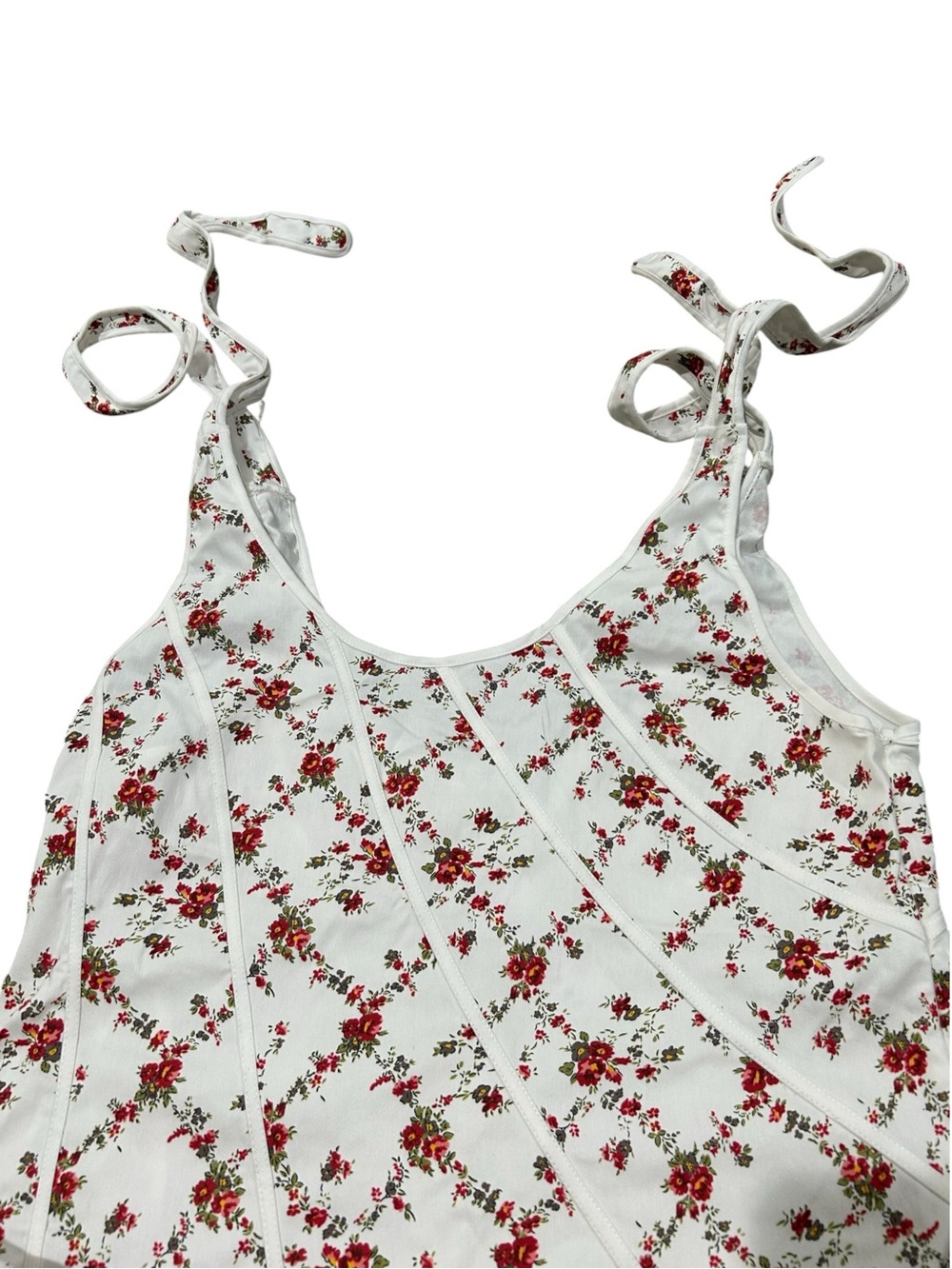 Baltic Born NWT Isla Tank Dress XL Sleeveless Floral Tie-Shoulder Midi Off White - Picture 7 of 16